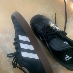 Adidas Men's Black Sneakers with White Stripes